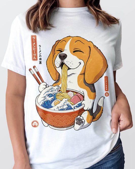 Beagle with Japanese ramen T-shirt design