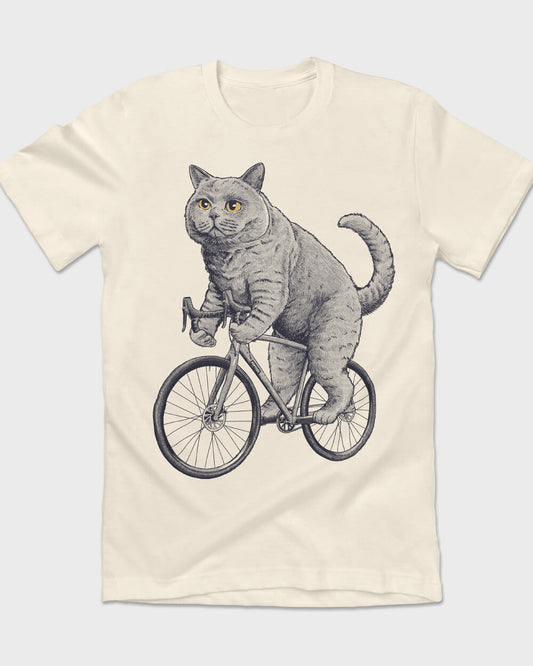 Vintage Cat riding a bicycle T-shirt