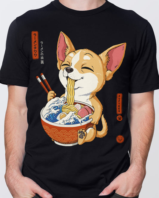 Chihuahua with Japanese ramen T-shirt design