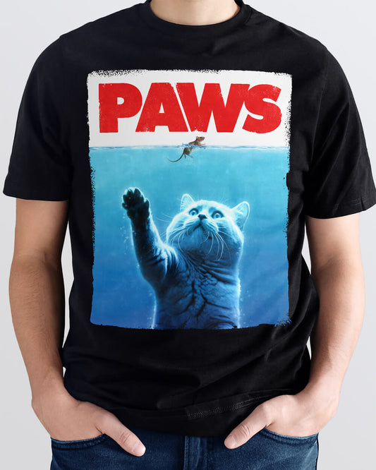 Cat PAWS T-shirt - JAWS movie parody