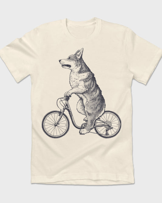 Vintage Corgi riding a bicycle T-shirt