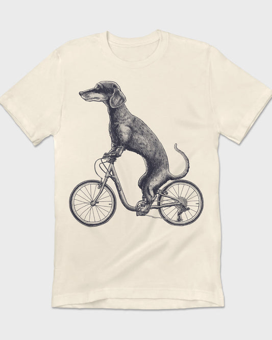 Vintage Dachshund riding a bicycle T-shirt