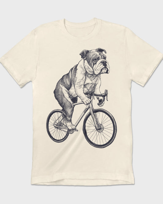 Vintage English Bulldog riding a bicycle T-shirt