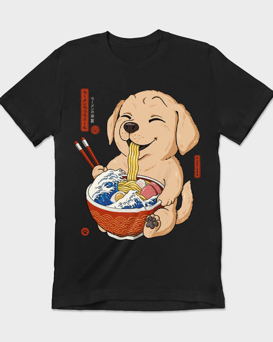 Labrador with Japanese ramen T-shirt design