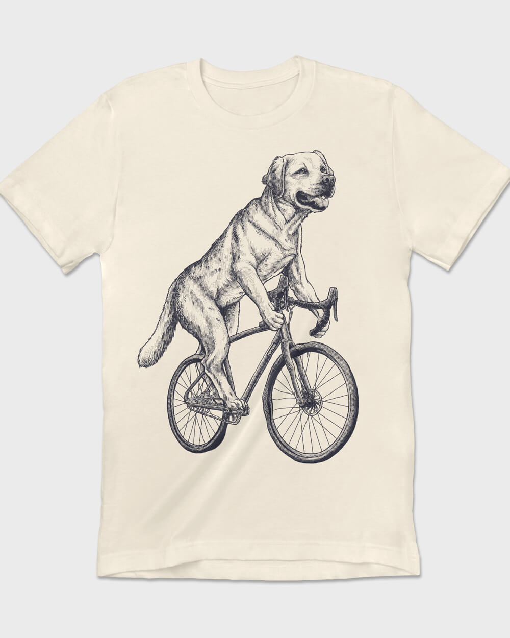 Vintage elegant Labrador on a bike printed graphic T-shirt