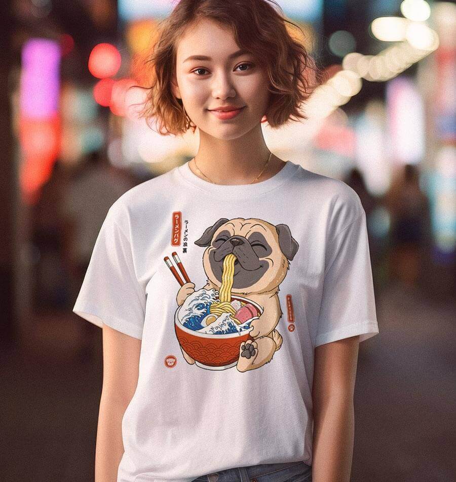 Cute Pug T-shirt for women and kids