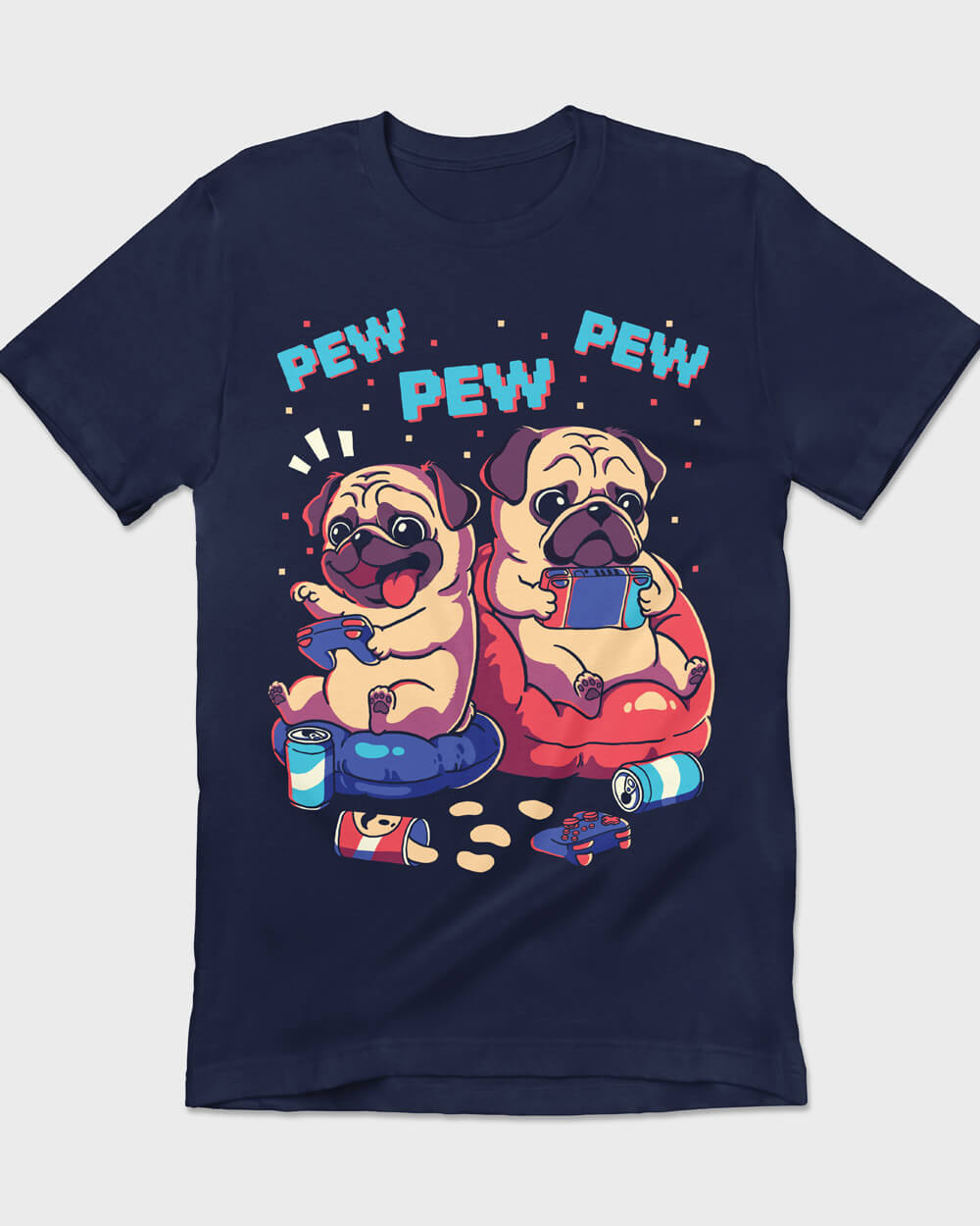 Quirky Pug T-shirt for dad, mum, and gamers of all ages