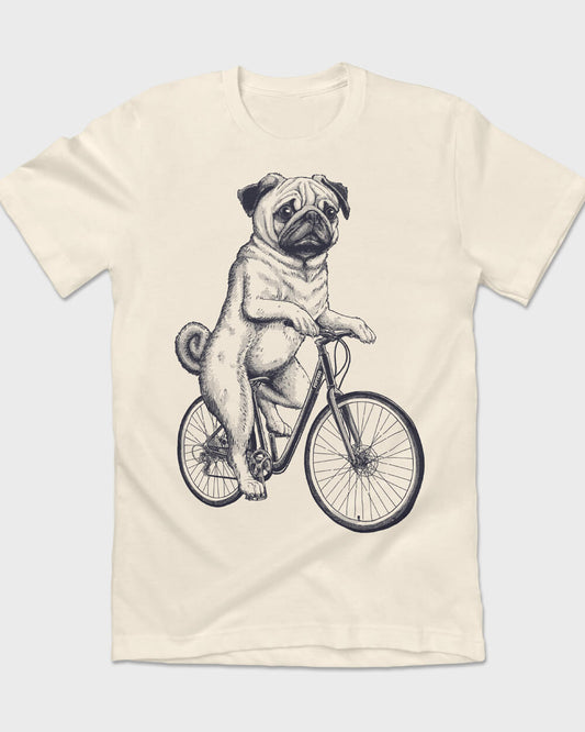 Vintage Pug riding a bicycle T-shirt