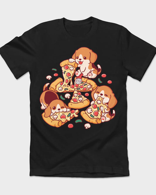 Cute Puppy Pizza Party on your T-shirt!