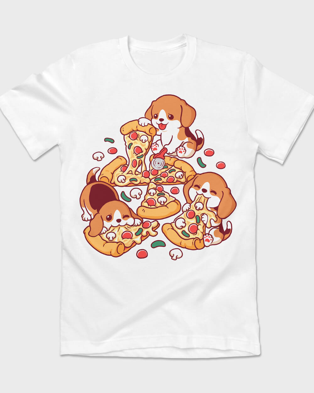 Funny Beagle T-shirt for foodie and pizza fans