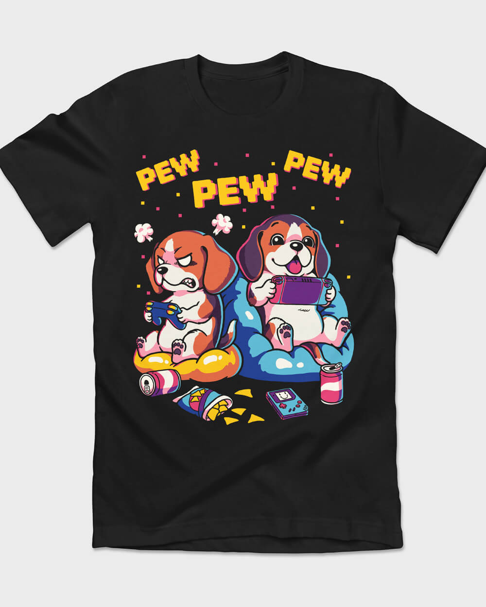 Quirky Beagle black T-shirt for dad, mum, and gamers of all ages