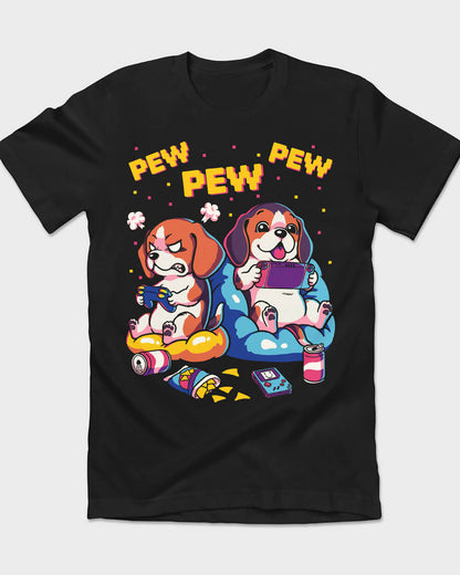 Quirky Beagle black T-shirt for dad, mum, and gamers of all ages