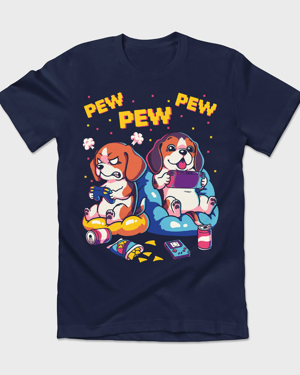 Old school graphic T-shirt with two Beagles playing console video games