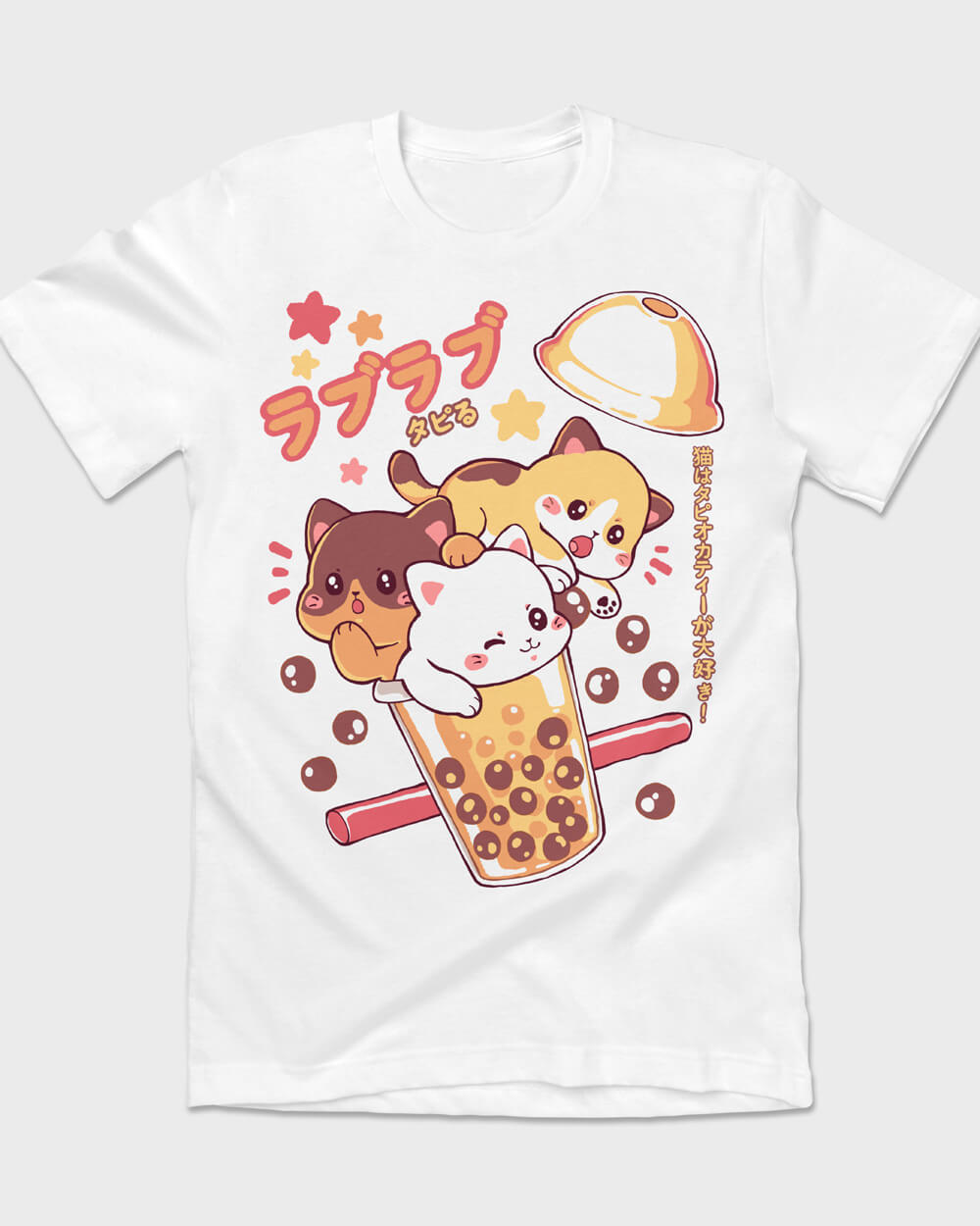 T-shirt for boba dates or anime nights. Cats for extra cuteness!