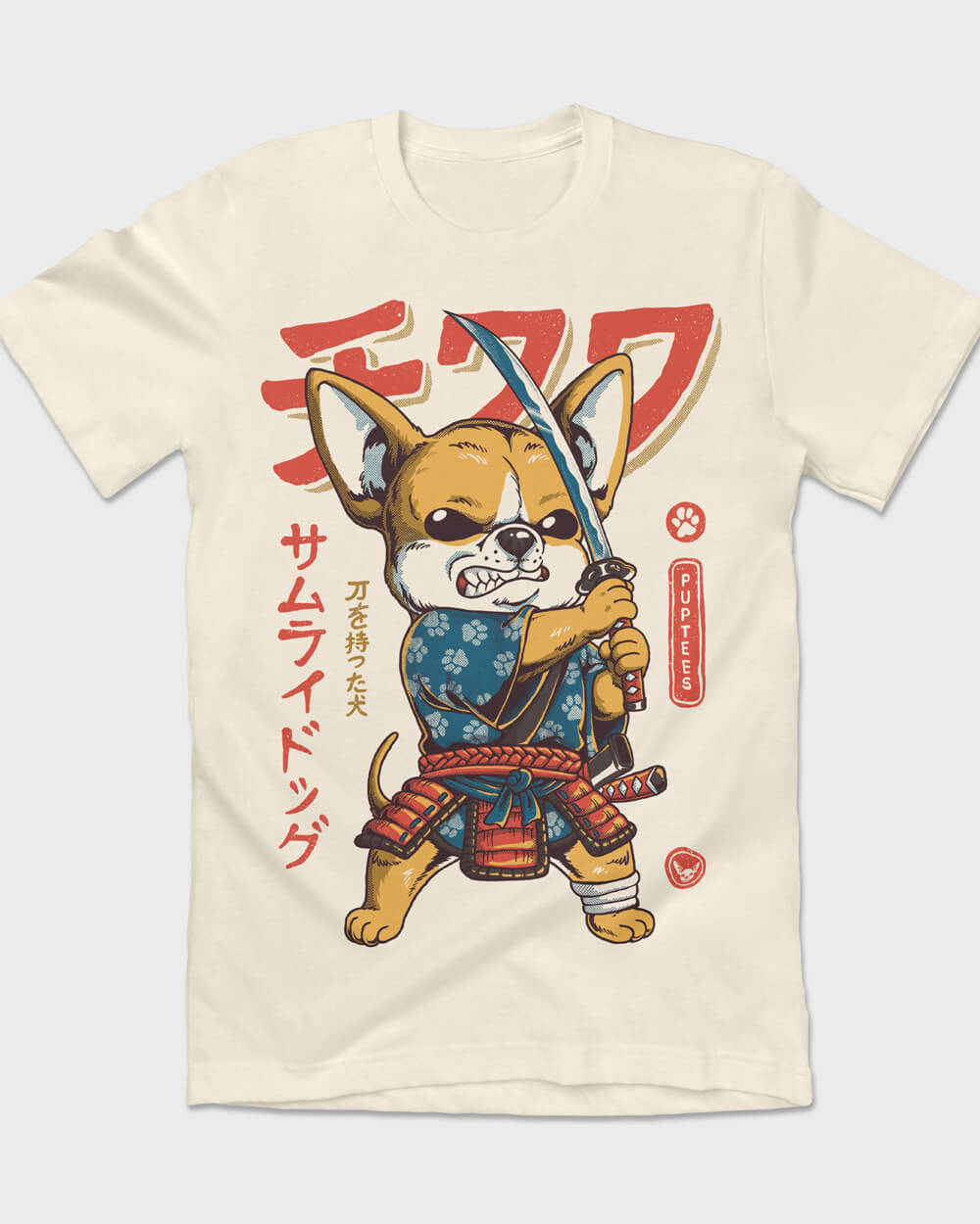 Unique Chihuahua Samurai Ronin T-shirt design in cute Anime style