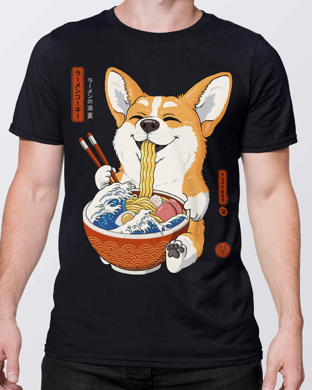 Corgi puppy - the Ramen Great Wave tee