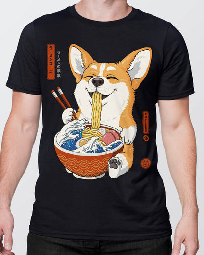 Corgi puppy - the Ramen Great Wave tee