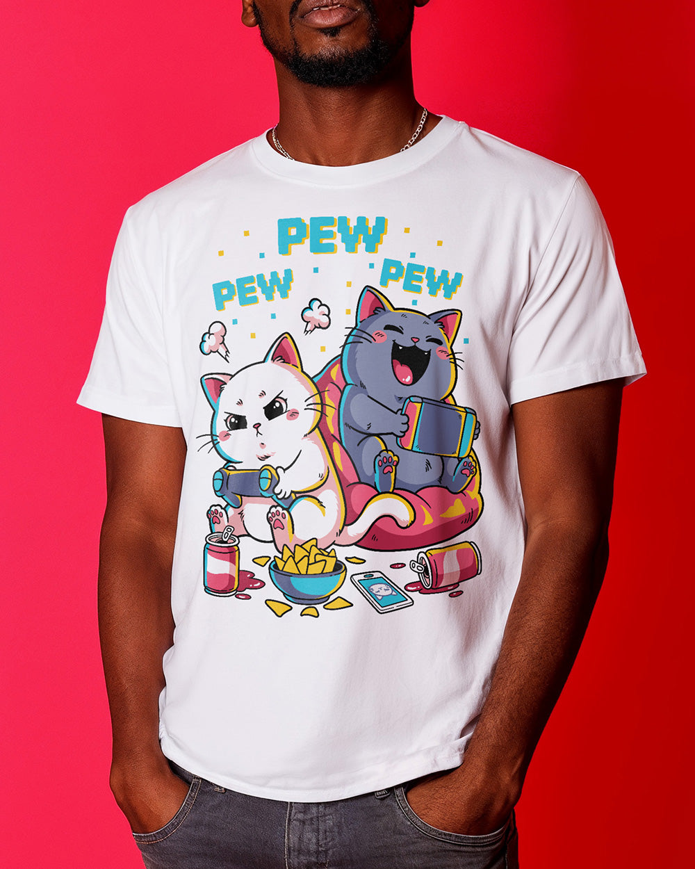 Cute Cat T-shirt for women, men, unisex, youth, and kids who love games