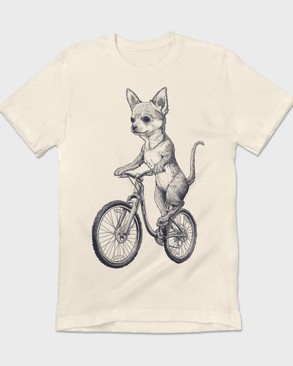 Vintage Chihuahua riding a bicycle T-shirt