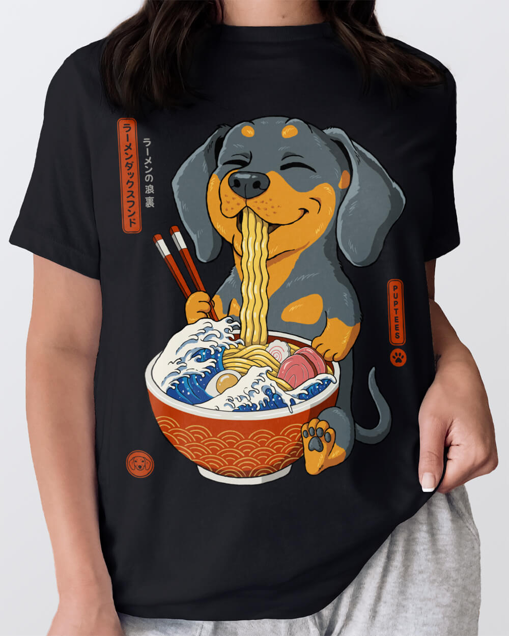 Weiner puppy - the Ramen Great Wave tee