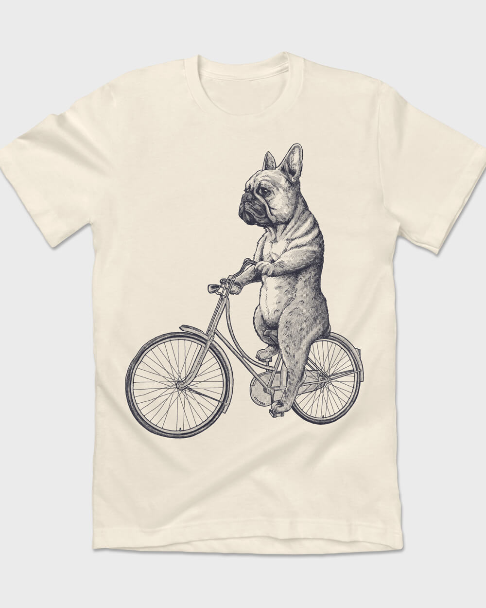 Vintage French Bulldog riding a bicycle T-shirt