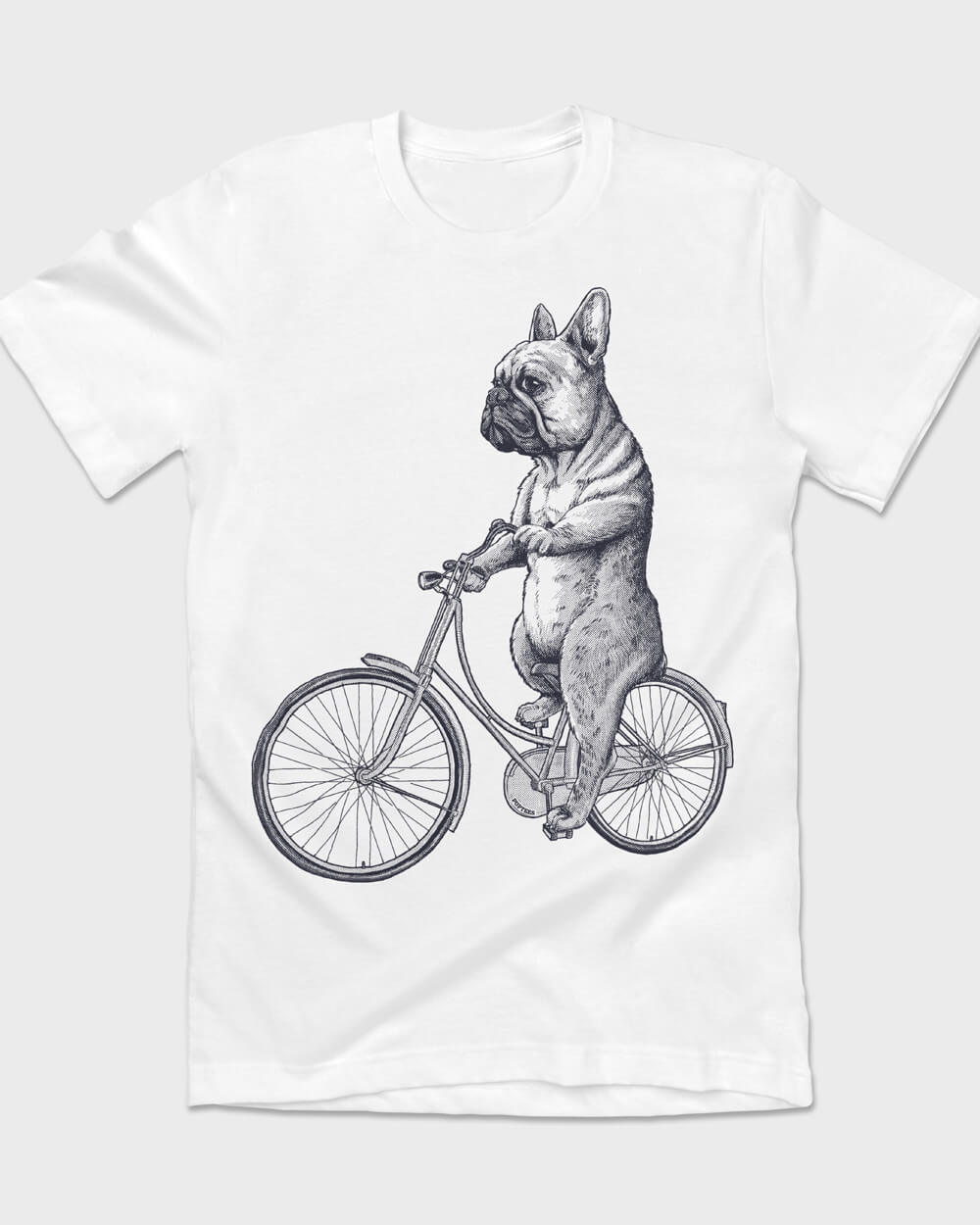 bulls fahrrad t shirt French Bulldog Riding a Bicycle T-shirt Youth / White / L