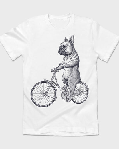 Retro French Bulldog on a Bike Puptees T-shirt