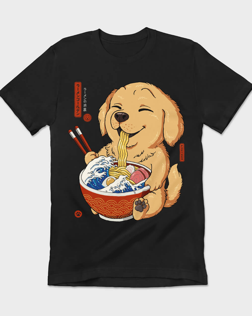 Golden puppy - the Ramen Great Wave tee