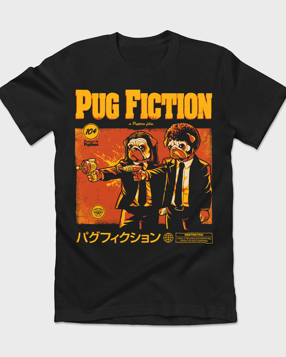 Funny Pug T-shirt perfect gift for movie lovers and Tarantino fans