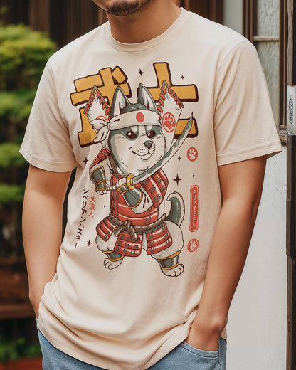 Unique Siberian Husky Samurai Ronin T-shirt design in Japanese Anime style